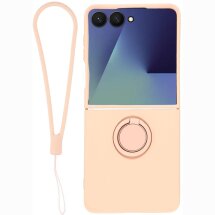 Силиконовый (TPU) чехол с кольцом Deexe Color Shell (FF) для Samsung Galaxy Flip 8 - Pink: фото 1 из 5