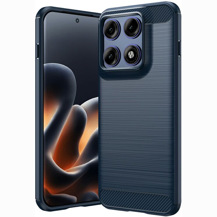 Силіконовий (TPU) чохол UniCase Carbon для Motorola Edge 70 Pro - Blue: фото 1 з 9