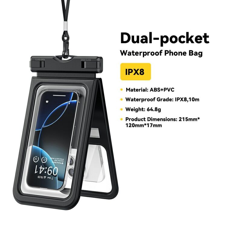 Вологозахисний чохол ESSAGER Dual Pocke - Black: фото 2 з 10
