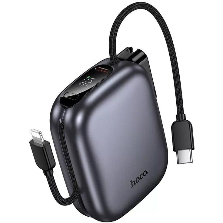 Внешний аккумулятор HOCO Q49 Peak PD20W (10000mAh) + кабель Type-C + Lightning - Metal Gray: фото 1 из 7
