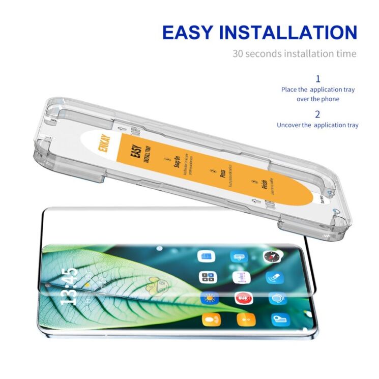 Защитное стекло ENKAY Easy Install 3D Curved Glass для Xiaomi Redmi Note 13 Pro+ - Black: фото 8 из 10