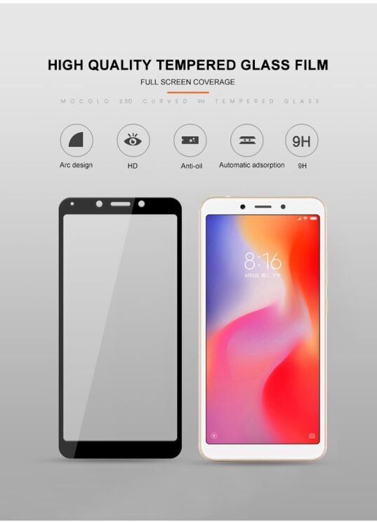 Защитное стекло MOCOLO 3D Silk Print для Xiaomi Redmi 6 / Redmi 6A - White: фото 6 из 9