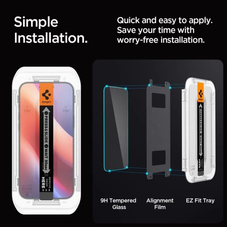 Защитное стекло Spigen (SGP) Glas.tR EZ Fit для Apple iPhone 16 Pro: фото 12 из 12