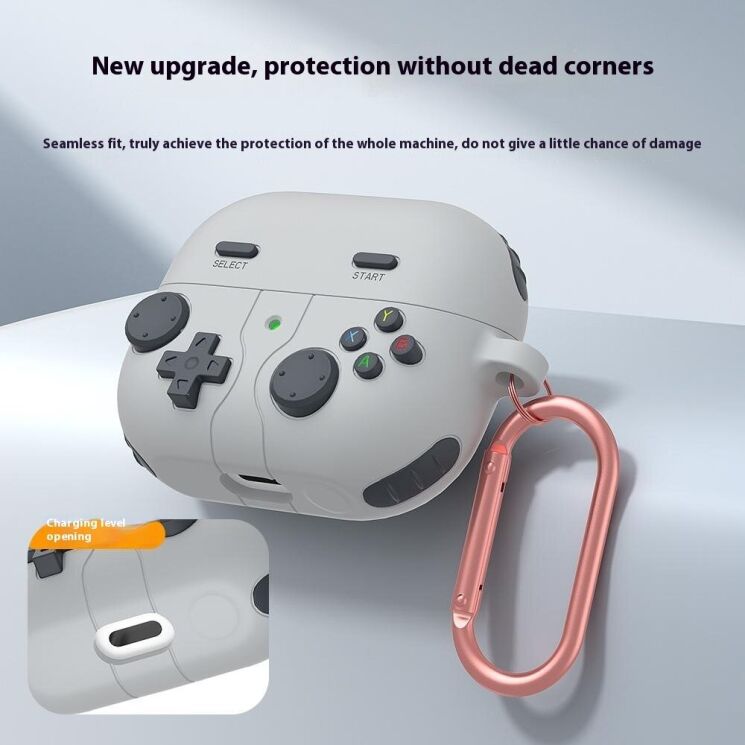 Защитный чехол Deexe Game Console для Samsung Galaxy Buds 3 / Buds 3 Pro - Light Grey: фото 2 из 3