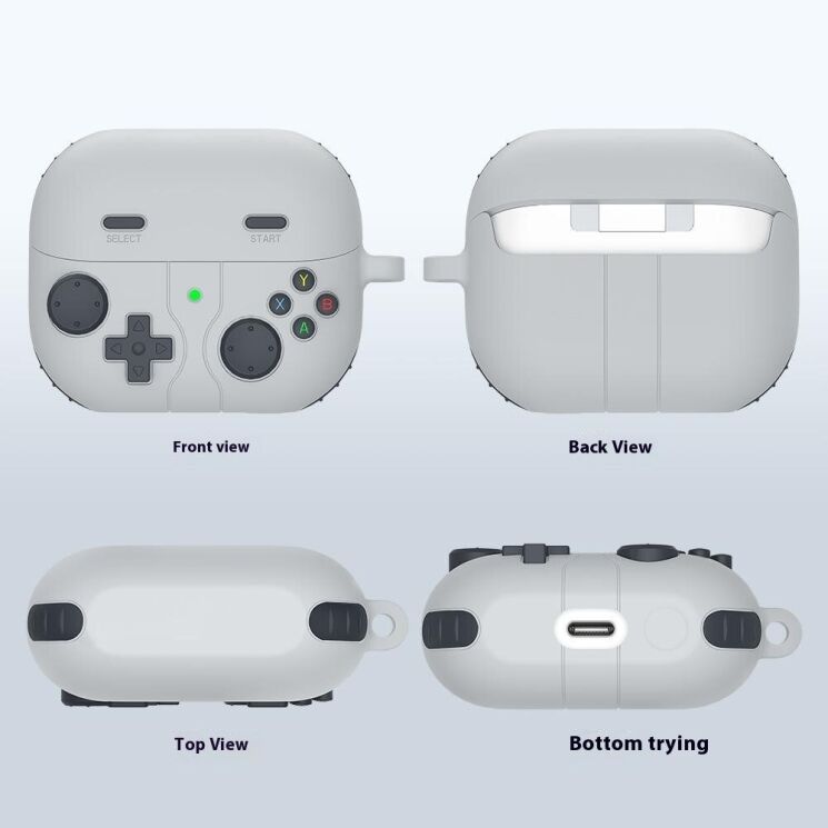 Защитный чехол Deexe Game Console для Samsung Galaxy Buds 3 / Buds 3 Pro - Light Grey: фото 3 из 3