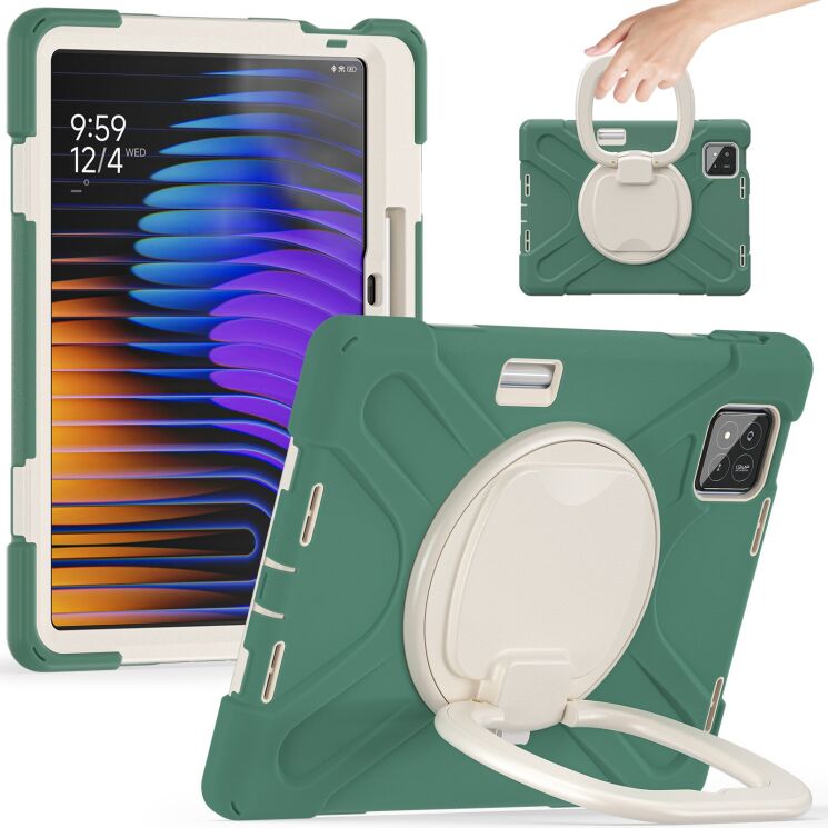 Захисний чохол Deexe Hand Grip для Xiaomi Pad 7 / Pad 7 Pro - Emerald Green: фото 1 з 14