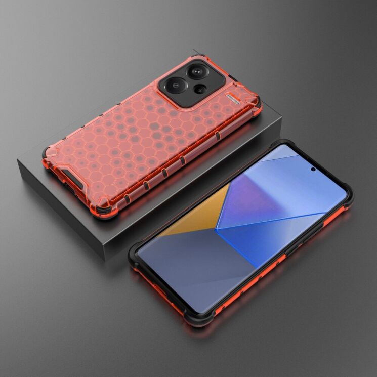 Защитный чехол Deexe Honeycomb Series для Xiaomi Redmi Note 13 Pro+ - Red: фото 3 из 5