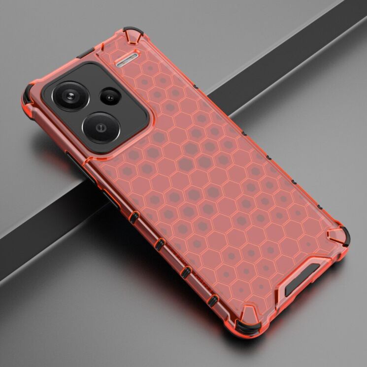Защитный чехол Deexe Honeycomb Series для Xiaomi Redmi Note 13 Pro+ - Red: фото 2 из 5