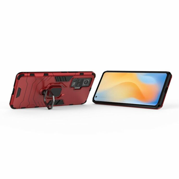 Чехол с подставкой Deexe Hybrid Case для VIVO X50 Pro - Red: фото 4 из 7