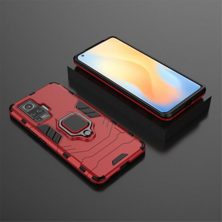 Чехол с подставкой Deexe Hybrid Case для VIVO X50 Pro - Red: фото 5 из 7