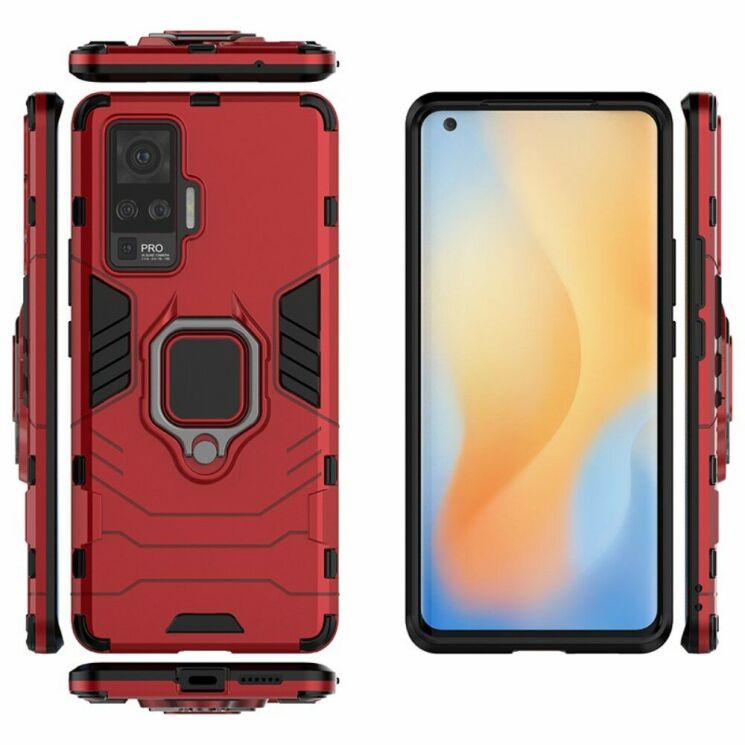 Чехол с подставкой Deexe Hybrid Case для VIVO X50 Pro - Red: фото 3 из 7