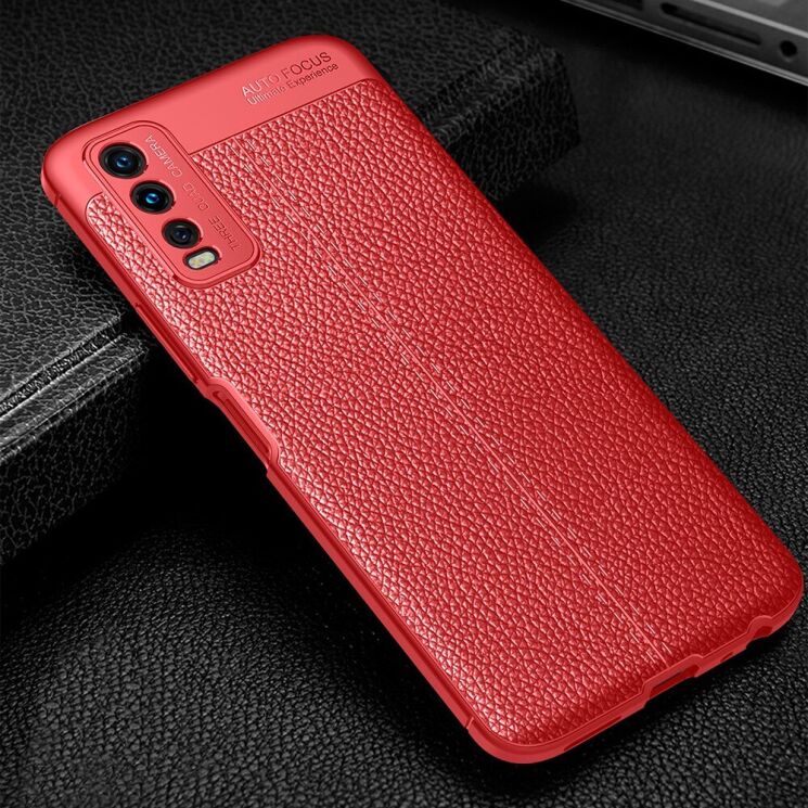 Защитный чехол Deexe Leather Cover для VIVO Y20 (V2027) / Y12s - Red: фото 3 из 5