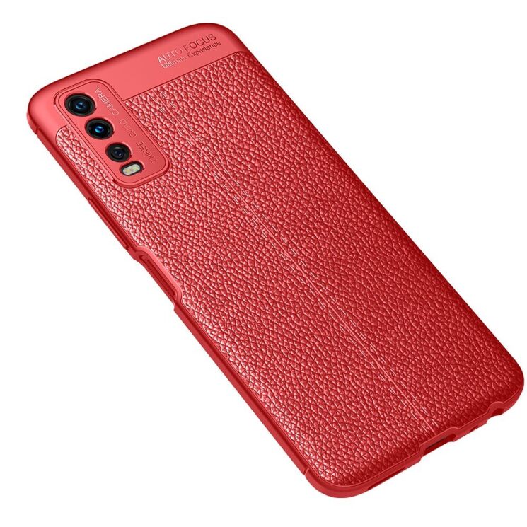 Защитный чехол Deexe Leather Cover для VIVO Y20 (V2027) / Y12s - Red: фото 2 из 5