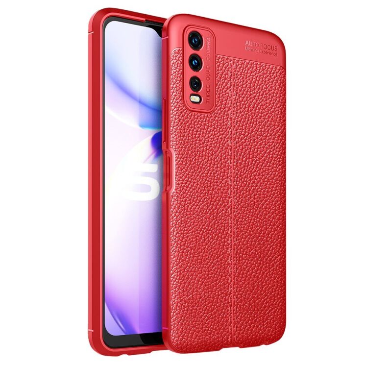 Защитный чехол Deexe Leather Cover для VIVO Y20 (V2027) / Y12s - Red: фото 1 из 5