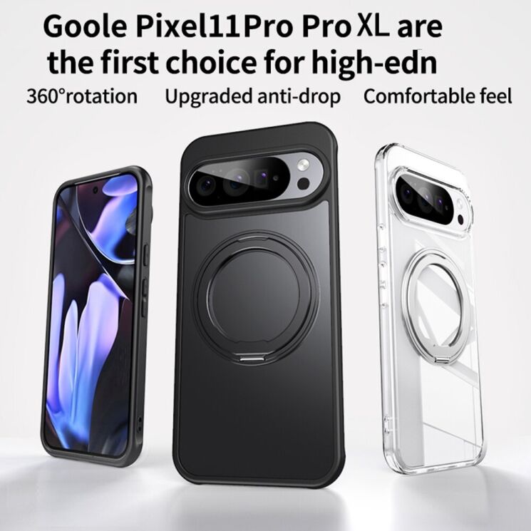 Защитный чехол Deexe Mag Stand для Google Pixel 11 Pro XL - Black: фото 4 из 13