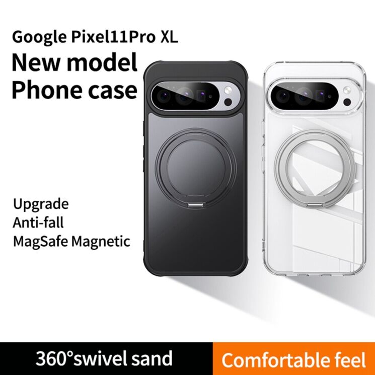 Защитный чехол Deexe Mag Stand для Google Pixel 11 Pro XL - Black: фото 3 из 13
