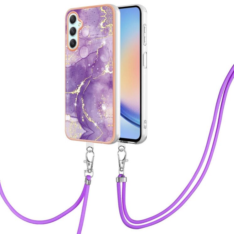 Защитный чехол Deexe Marble Case with Strap для Samsung Galaxy A24 (A245) - Purple: фото 1 из 6