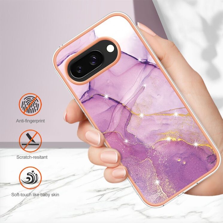 Защитный чехол Deexe Marble Style для Google Pixel 9a - Dark Purple: фото 4 из 6