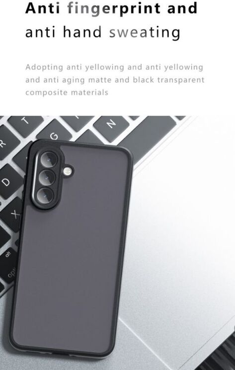 Защитный чехол Deexe Matte Skin для Samsung Galaxy A56 (A566) - Transparent / Black: фото 13 из 14
