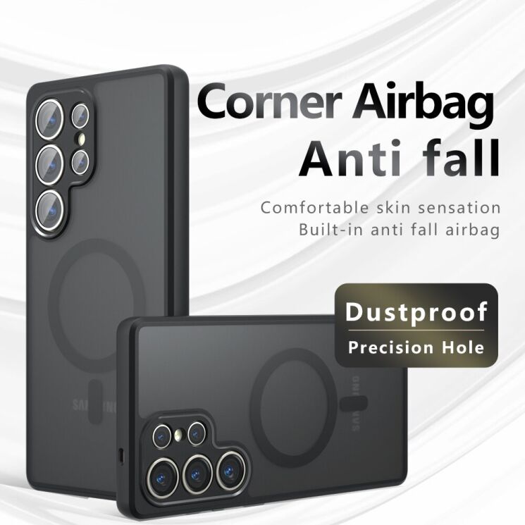 Защитный чехол Deexe Matte Skin with MagSafe для Samsung Galaxy S23 Ultra (S918) - Black: фото 2 из 10