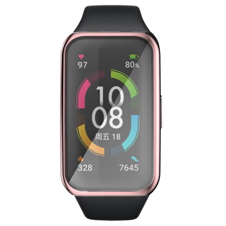 Защитный чехол Deexe Protective Frame для Huawei Band 6 / Honor Band 6 - Pink: фото 2 из 6