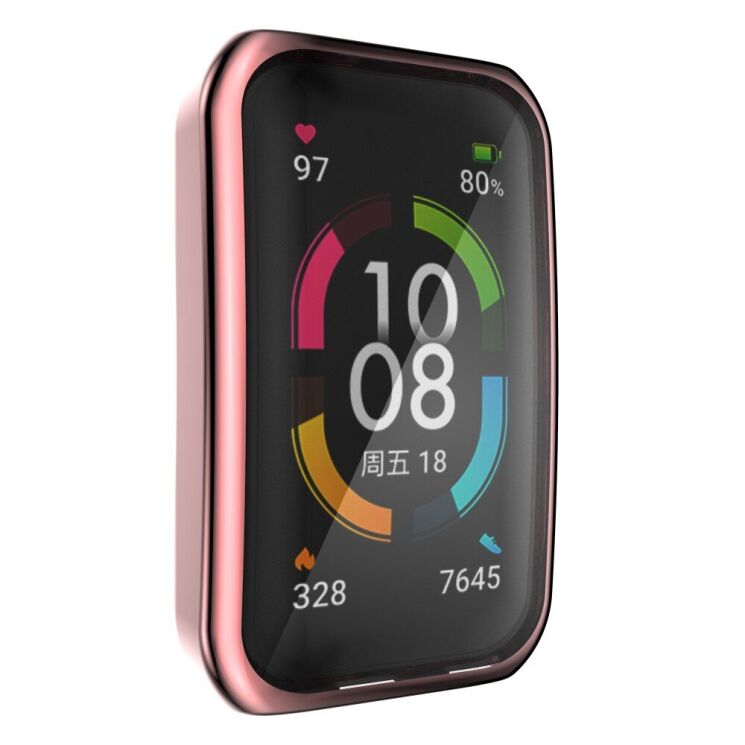 Защитный чехол Deexe Protective Frame для Huawei Band 6 / Honor Band 6 - Pink: фото 3 из 6