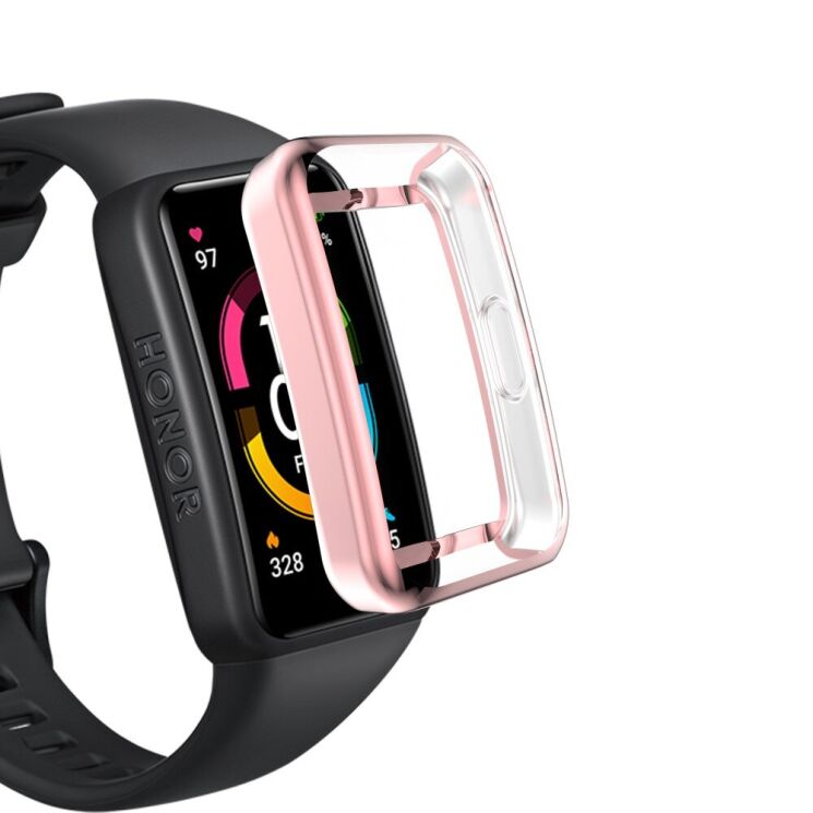 Защитный чехол Deexe Protective Frame для Huawei Band 6 / Honor Band 6 - Pink: фото 5 из 6