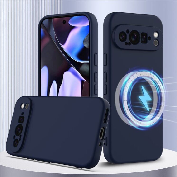 Защитный чехол Deexe Silicone Case with MagSafe для Google Pixel 9 Pro - Dark Blue: фото 2 из 9