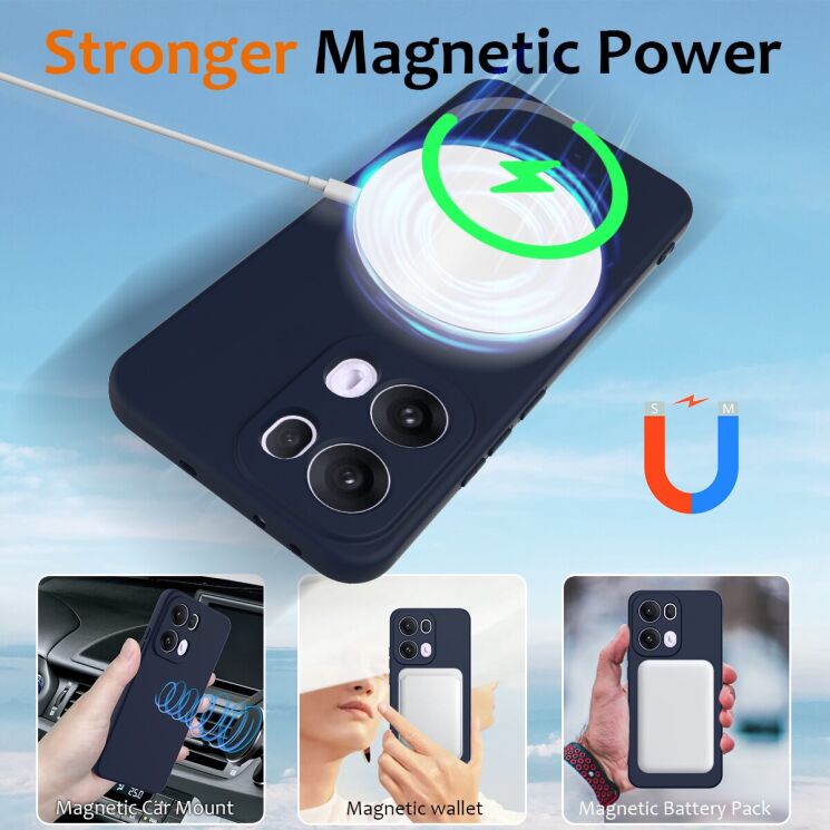 Защитный чехол Deexe Silicone Case with MagSafe для OPPO Reno 13 Pro 5G - Black: фото 5 из 10