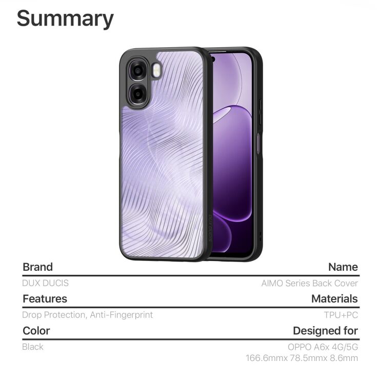 Захисний чохол DUX DUCIS Aimo Series для OPPO A6x - Black: фото 11 з 11