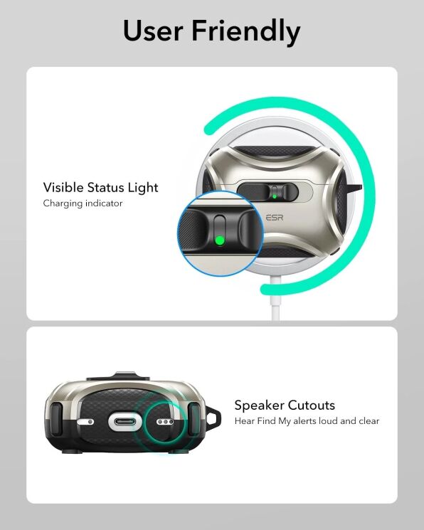 Защитный чехол ESR Cyber Flicklock Magnetic для AirPods Pro 3 (4894240289204) - Black: фото 9 из 10