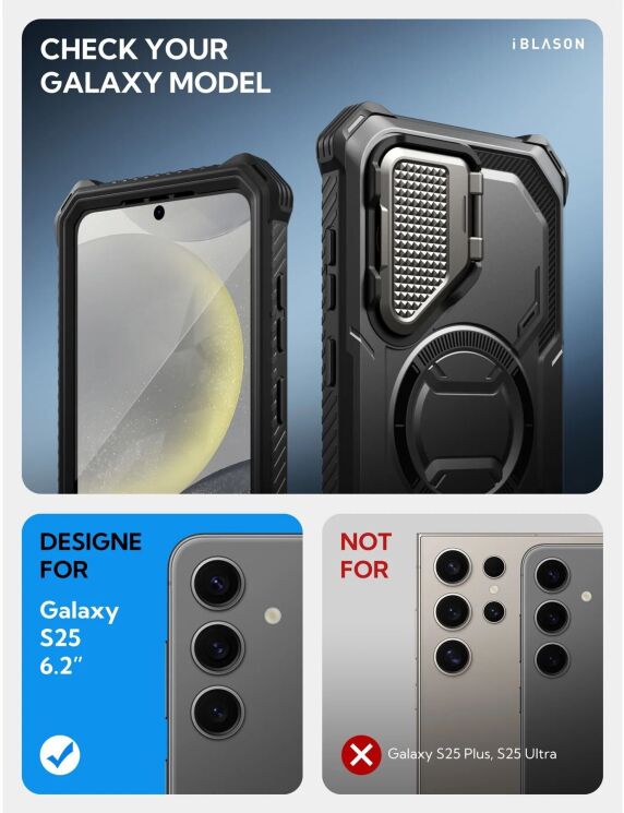 Защитный чехол i-Blason Armorbox Mag by Supcase для Samsung Galaxy S25 (S931) 843439156340 - Black: фото 6 из 12