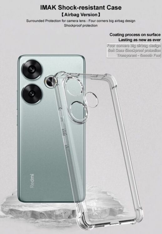 Защитный чехол IMAK Airbag MAX Case для Xiaomi Poco F6 - Transparent: фото 6 из 12