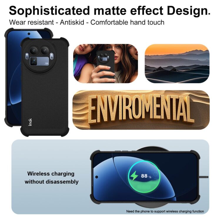 Защитный чехол IMAK Airbag Sand Case для Realme GT 8 Pro - Matte Black: фото 5 из 7