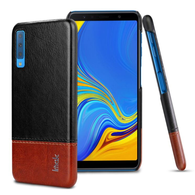 Захисний чохол IMAK Leather Series для Samsung Galaxy A7 2018 (A750) - Black / Brown: фото 1 з 9