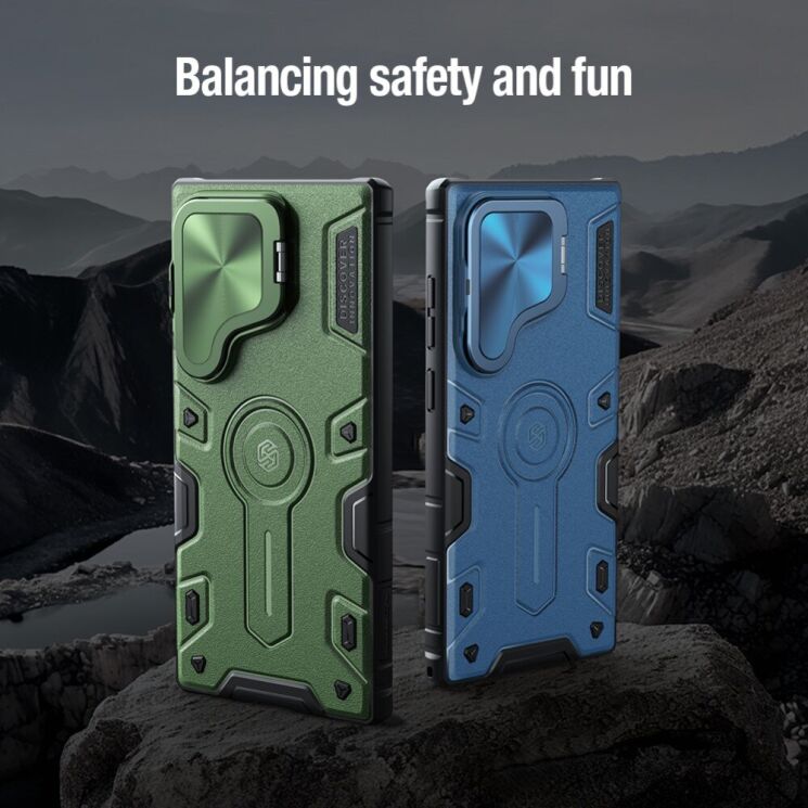 Защитный чехол NILLKIN CamShield Armor Prop Case для Samsung Galaxy S24 Ultra - Blue: фото 16 из 17