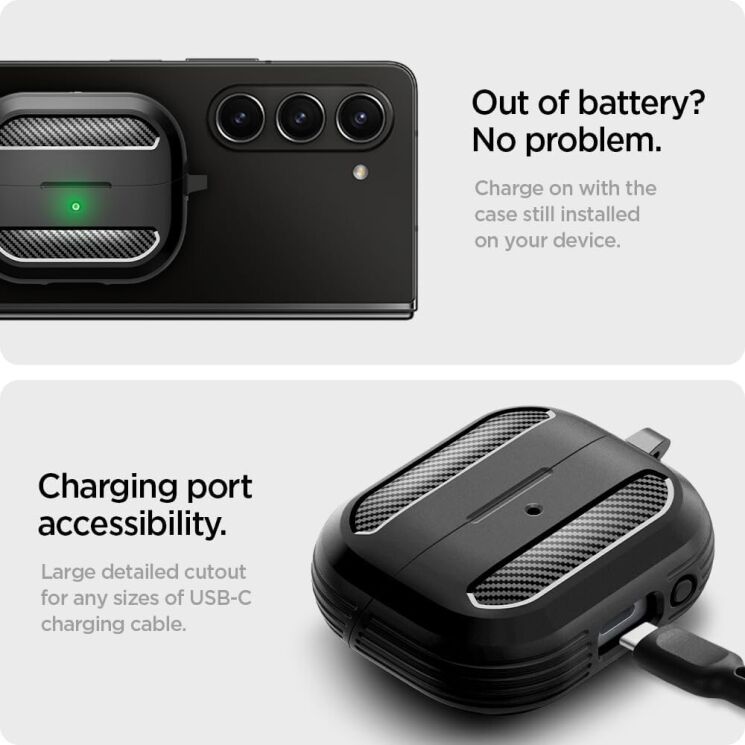 Захисний чохол Spigen (SGP) Rugged Armor (FH) для Samsung Galaxy Buds 3 / Buds 3 Pro - Black: фото 16 з 16