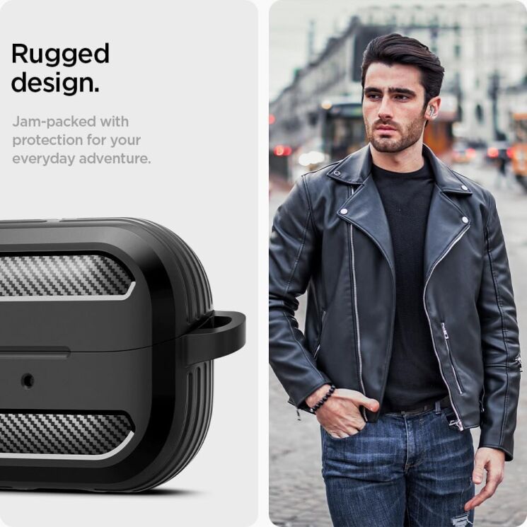 Захисний чохол Spigen (SGP) Rugged Armor (FH) для Samsung Galaxy Buds 3 / Buds 3 Pro - Black: фото 13 з 16