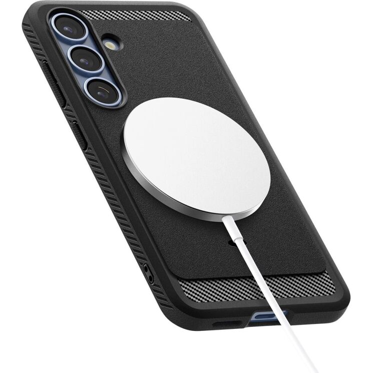 Защитный чехол Spigen (SGP) Rugged Armor (MagFit) для Samsung Galaxy S25 (S931) ACS08998 - Matte Black: фото 6 из 20