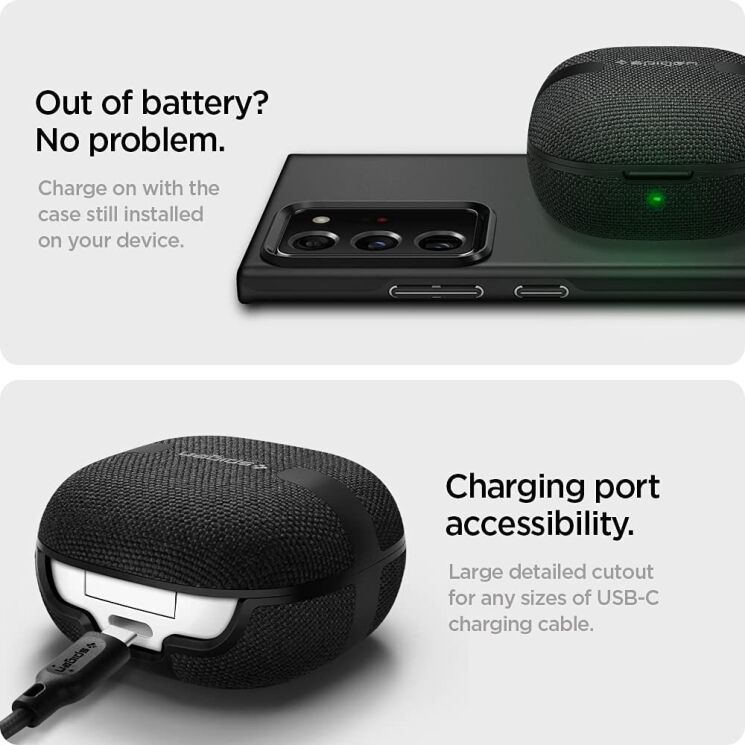 Защитный чехол Spigen (SGP) Urban Fit (FH) для Samsung Galaxy Buds Live / Buds Pro / Buds 2 / Buds 2 Pro / Buds FE - Black: фото 19 из 21