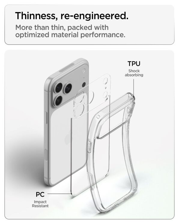 Защитный чехол Spigen Ultra Hybrid для iPhone 18 Pro / 17 Pro (ACS12153) - Crystal Clear: фото 12 из 12