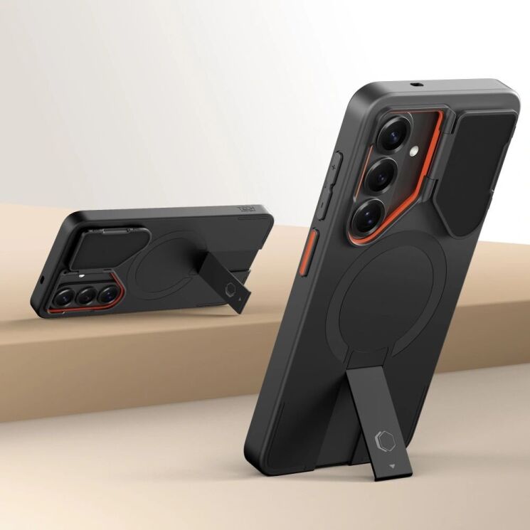 Защитный чехол Tech-Protect Kevlar Aura MagSafe для Samsung Galaxy S26 (S942) - Black / Orange: фото 4 из 8