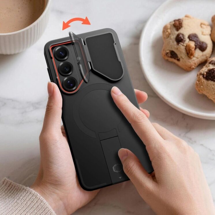 Защитный чехол Tech-Protect Kevlar Aura MagSafe для Samsung Galaxy S26 (S942) - Black / Orange: фото 5 из 8