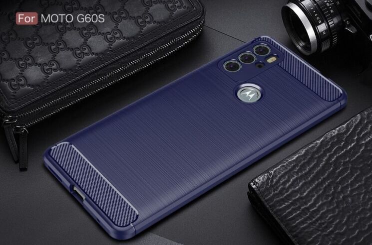 Защитный чехол UniCase Carbon для Motorola Moto G60s - Blue: фото 2 из 10