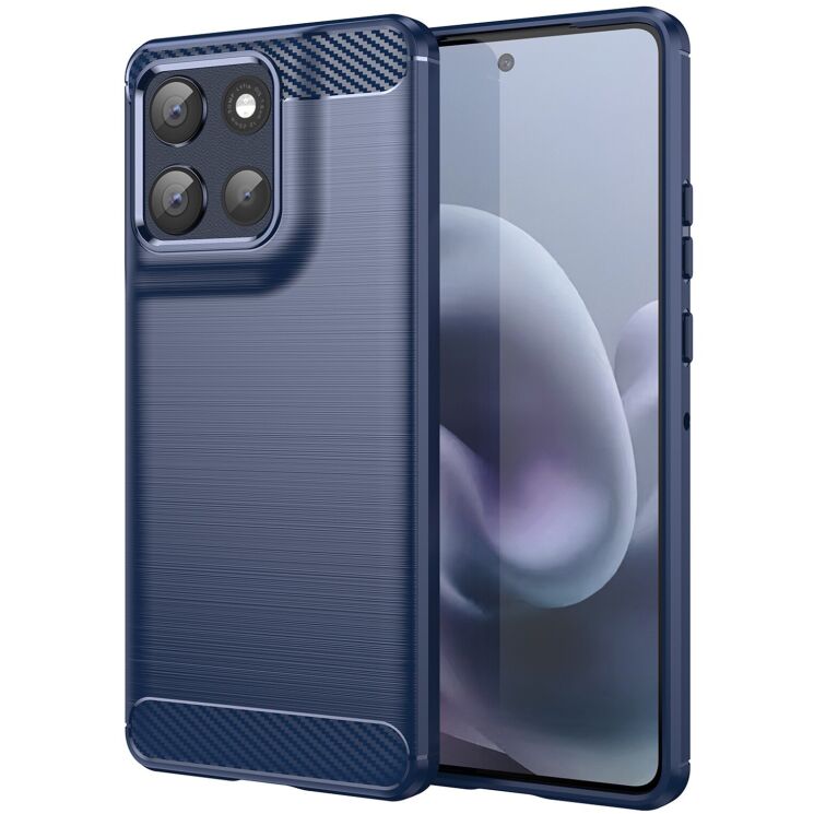Силиконовый (TPU) чехол UniCase Carbon для Motorola Moto G86 - Blue: фото 1 из 13