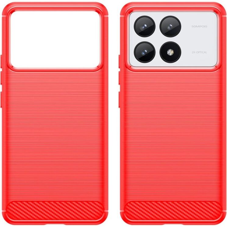 Защитный чехол UniCase Carbon для Xiaomi Poco F6 Pro - Red: фото 2 из 8