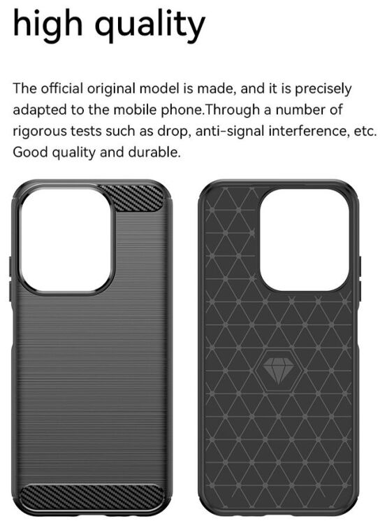Защитный чехол UniCase Carbon для Xiaomi Redmi 15C - Black: фото 11 из 13