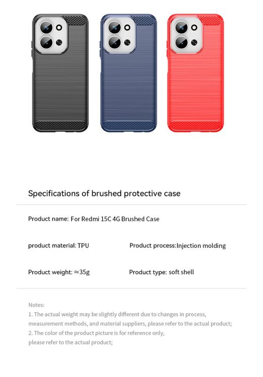 Защитный чехол UniCase Carbon для Xiaomi Redmi 15C - Black: фото 13 из 13