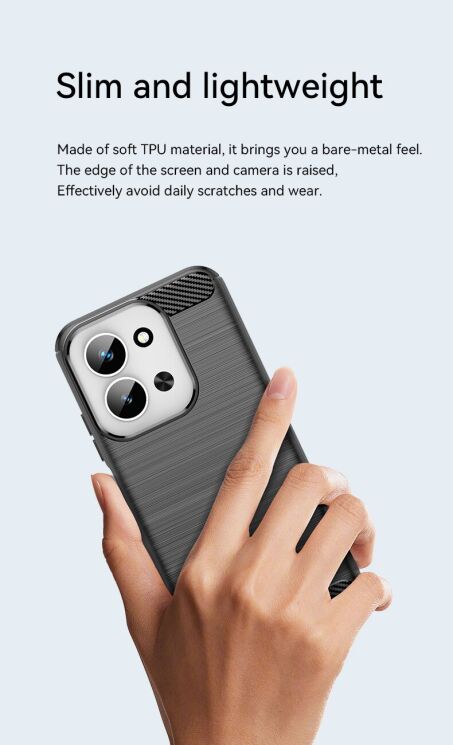 Защитный чехол UniCase Carbon для Xiaomi Redmi 15C - Black: фото 10 из 13