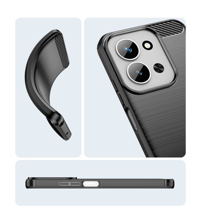 Защитный чехол UniCase Carbon для Xiaomi Redmi 15C - Black: фото 12 из 13